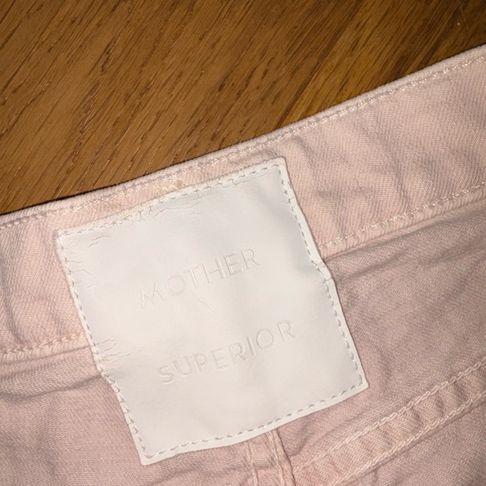 Mother High Rise Straight Leg Jeans Blush Pink Distressed Raw Hem Size 29 - Picture 7 of 13